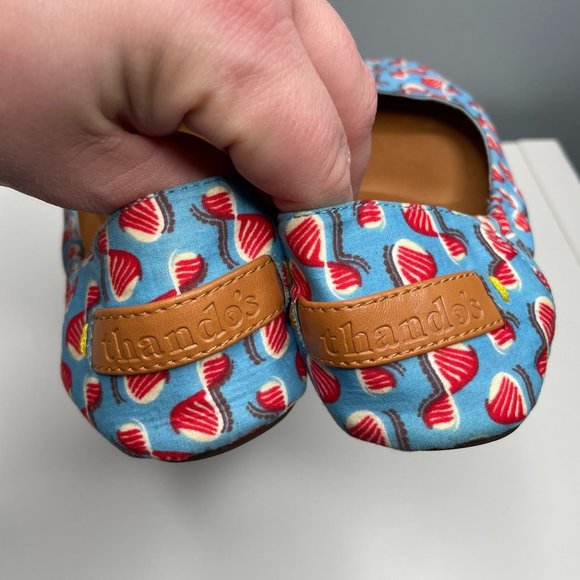 THANDO'S Blue/Red Akonmi Foldable Ballet Flats sz 7 - Picture 4 of 6